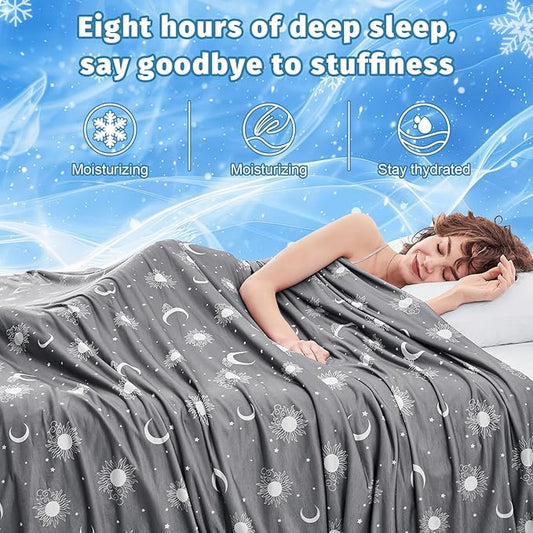 inhand Cooling Blanket Twin Size (60"x80") - Cooled Blankets for Hot Sleepers Lightweight Breathable Summer Blanket for Sleeping Night Sweats to Keep Cool in The Heat -Dark Grey-Sky