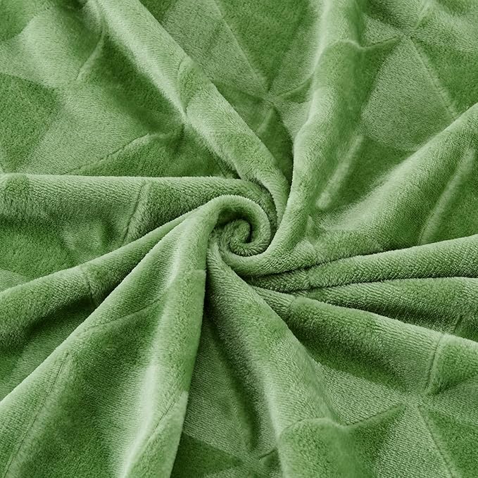 SOCHOW Triangle Textured Flannel Fleece Throw Blanket, Super Soft Lightweight Cozy Warm Plush Blanket for Bed Couch Sofa, 50 x 60 Inches, Sage Green