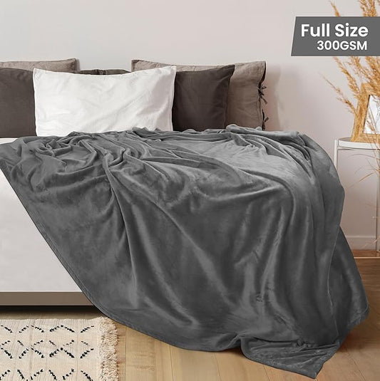 Utopia Bedding Fleece Blanket Full Size Grey 300GSM Luxury Fuzzy Soft Anti-Static Microfiber Bed Blanket (90x84 Inch)