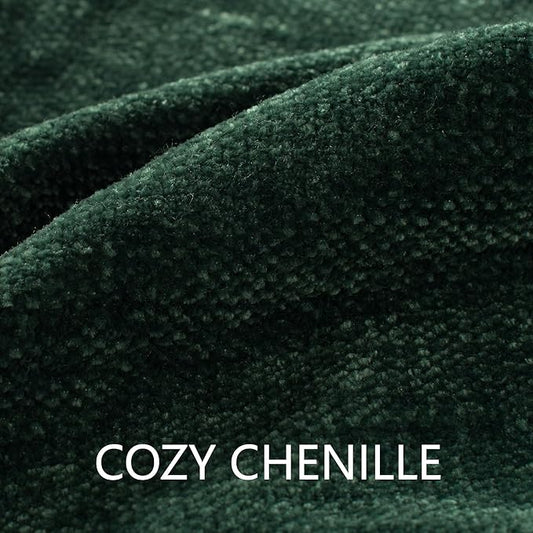 Chenille Throw Blanket for Couch 60"X 80" Twin, Soft Cozy Throws with Fringe Tassel for Bed Sofa Chair, Lightweight Knitted Decorative Farmhouse Boho Blankets for Gift, Dark Green