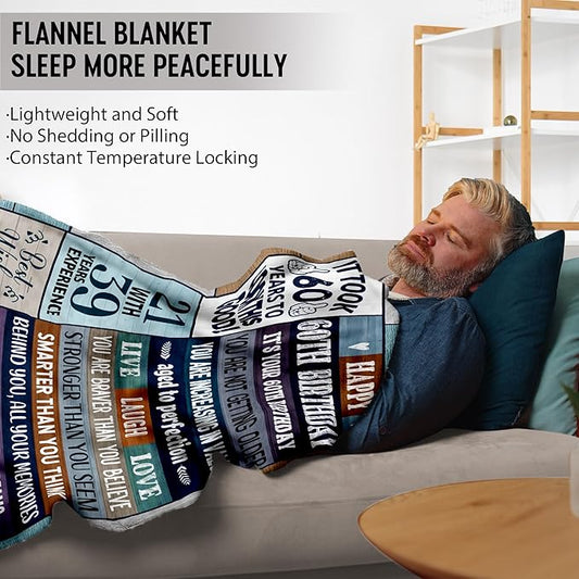 60th Birthday Gifts for Men Women, 60th Birthday Gift Ideas, Milestone 60th Birthday Decorations, Funny 60 Years Old Gift for Husband Wife Him Her Dad Mom, 60th Birthday Gifts Throw Blanket 50" x 60"