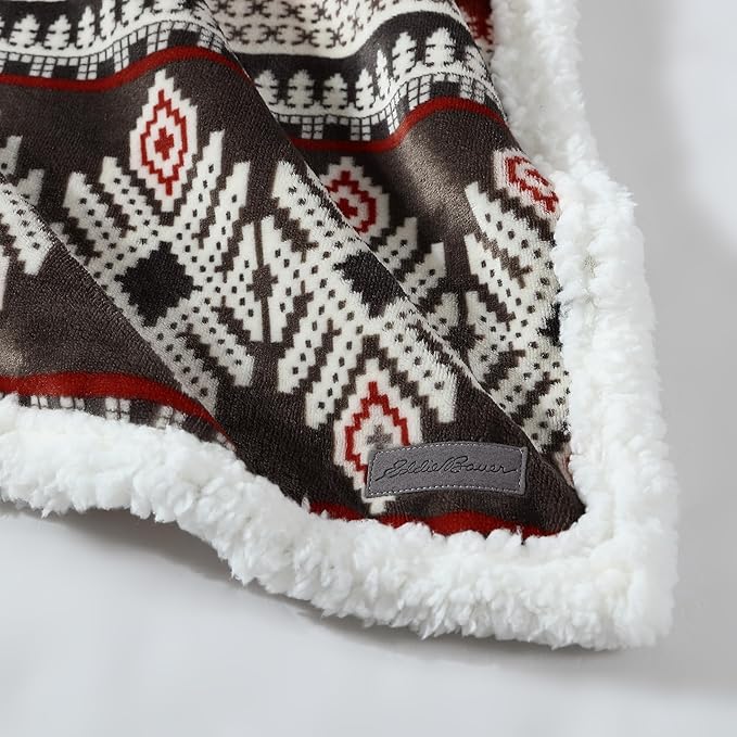 Eddie Bauer - Blanket, Super Soft Reversible Sherpa & Brushed Fleece Bedding, Throw Blankets for Couch, Ideal for Lounging (Sycamore Red)