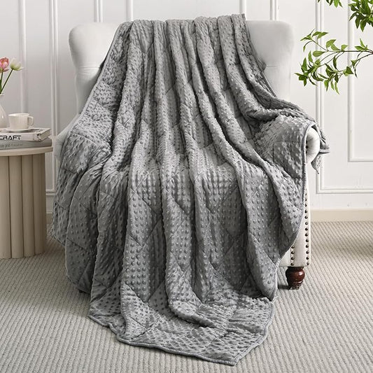 Mr. Sandman Weighted Blanket for Adults Queen, Minky Dots Heavy Blanket for Woman,Man Sleeping/Calm, Soft, Cozy and Cooling Weighted Throw Blankets, Machine Washable, 80 x 87in, 20 Pounds, Grey