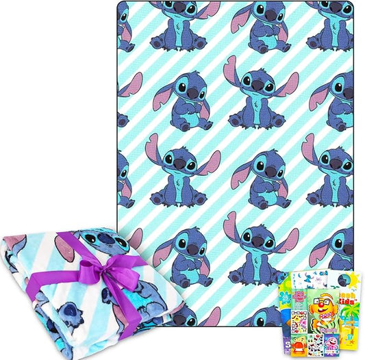 Lilo and Stitch Fleece Blanket Set - Bundle with Soft Lilo and Stitch Blanket Plus Tattoos, More for Kids, Adults, Children | Cozy Lilo and Stitch Fleece Blanket 50" x 70