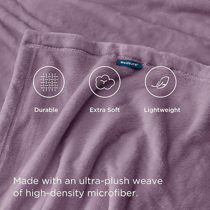 Bedsure Fleece King Size Blankets for Bed Fog Purple - Soft Lightweight Plush Cozy Fuzzy Luxury Microfiber, 108x90 inches
