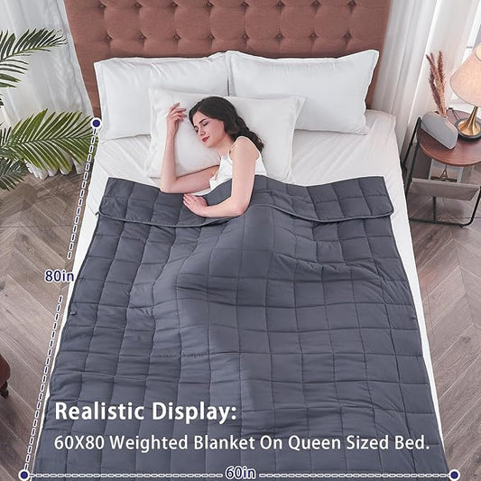 yescool Weighted Blanket for Adults (17 lbs, 60" x 80",Grey) Cooling Heavy Blanket for Sleeping Perfect for 160-180 lbs, Queen Size Breathable Blanket with Premium Glass Bead, Machine Washable