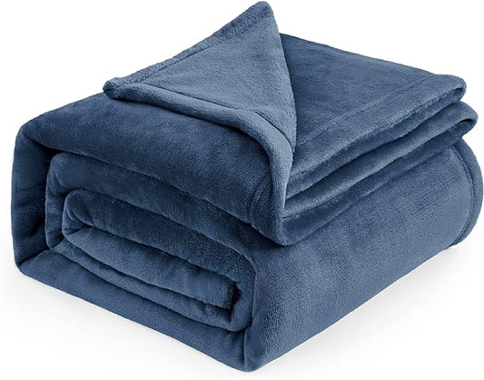 Bedsure Fleece Blankets Queen Size Mineral Blue - Bed Blanket Soft Lightweight Plush Fuzzy Cozy Luxury Microfiber, 90x90 inches