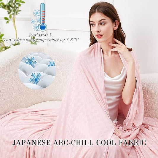 AmyHomie Cooling Blanket,90"x90"Queen Size,Summer Blankets with Double Sided Cold Effect, Arc-Chill Q-Max>0.5 Cool Fiber, Breathable Lightweight Blankets for Hot Sleepers Night Sweats