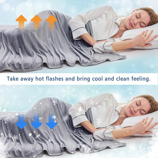 EMME Cooling Blanket King Size, Summer Bed Blanket for Hot Sleepers, Thin Lightweight Cold Blankets for Sleeping, Throw Blanket for Couch, Double-Sided Keep Body Cool, Grey Bed Sheet