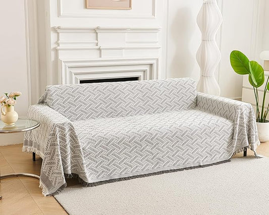 AIVIA Couch Cover Sheet Blanket, Oversized Couch Covers for 3-4 Cushion High Backed High Backrest Sofa, Extra Large Furniture Decoration Covers Sofa Slipcovers, L Shape U-Shaped Sectional Protector
