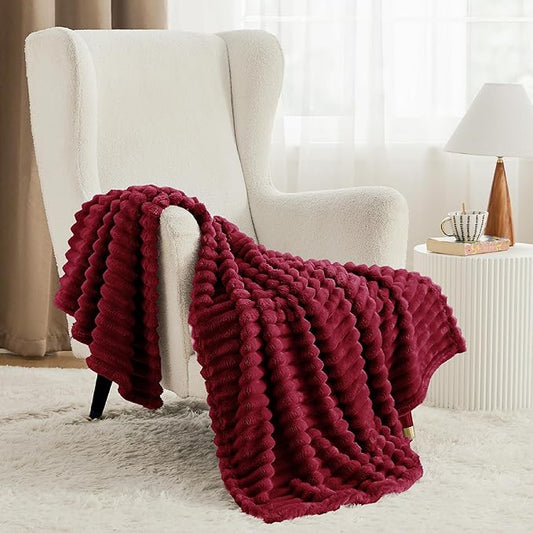 Bedsure Deep Red Fleece Blanket for Couch - GentleSoft Cozy Soft Blankets for Women, Cute Small Throws for Girls, 50x70 Inches