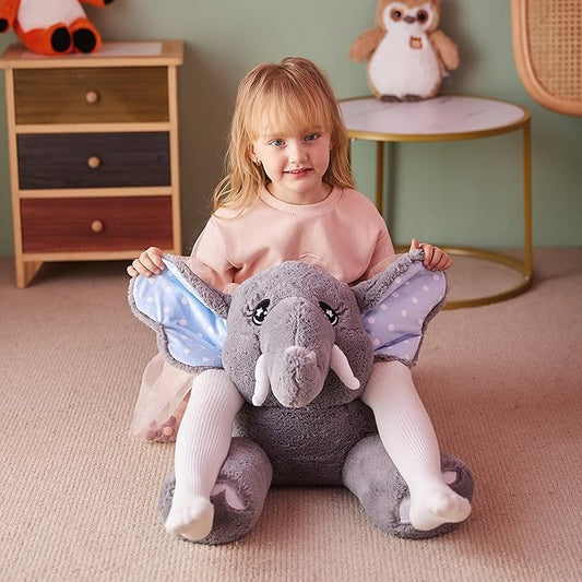 IKASA Giant Elephant Stuffed Animal Plush Toy,29" Large Big Jumbo Soft Toys, Huge Size Cute Plushy Fluffy Fat Plushie,Gifts for Kids Girls
