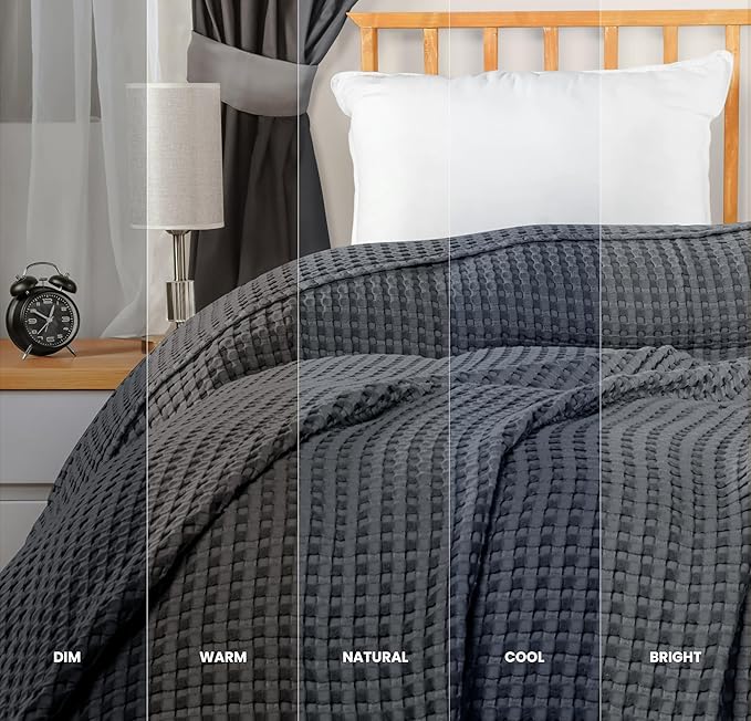 Utopia Bedding Charcoal 100% Cotton Waffle Blanket 300 GSM [Full - 90x84 Inch] Soft Lightweight Breathable Bed Blanket for All Season