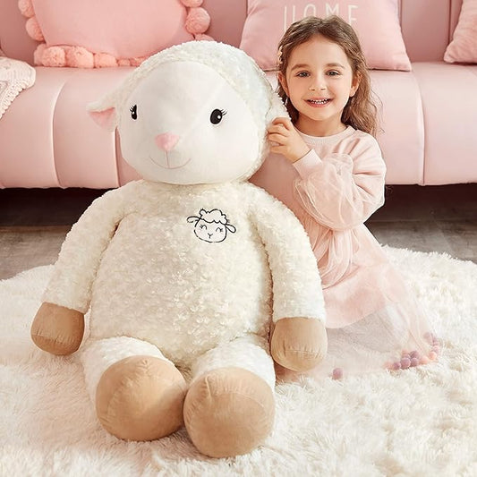 IKASA 30" Giant Sheep Stuffed Animal - Jumbo Soft Kawaii Plush Toy for Kids & Girlfriend (White)