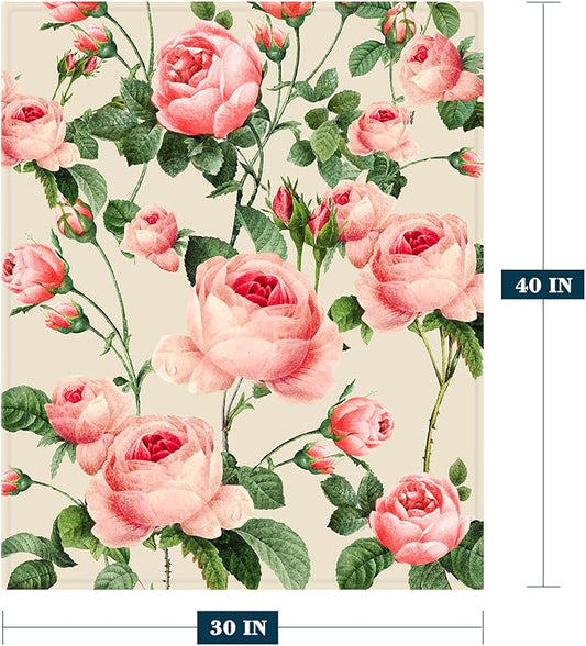 Neatee Living Rose Throw Blanket for Baby Small Spring Summer Floral Blanket for Toddler Swaddle Pet Kid Soft Fuzzy Plush Fleece Blankets Couch Living Room Flower Decorative Blanket 30x40