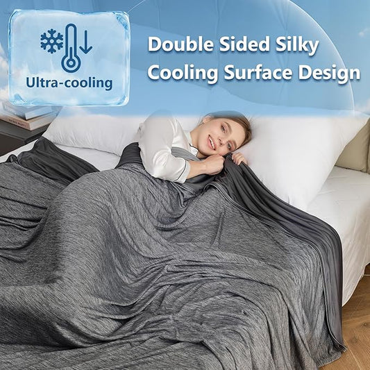 CHOSHOME Cooling Blanket Twin, Double Sided Cooling Blankets for Hot Sleepers, Arc-Chill Q-Max>0.5 Cold Blanket, Lightweight Breathable Summer Blankets for Couch, Bed, Sofa, Camping, 60" x 80", Black