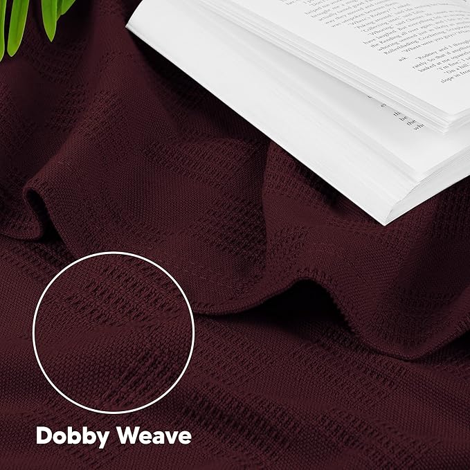 Utopia Bedding Burgundy 100% Cotton Blanket [Twin Size - 90x72 Inch] 350GSM Lightweight, Soft and Breathable Thermal Blanket for All Seasons