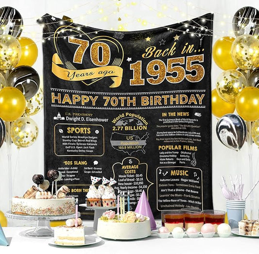 70th Birthday Gifts for Women Or Men - 70th Birthday Gifts Throw Blanket 60 x 50 Inch - 70th Birthday Gift Ideas - Best Gifts for 70 Year Old Woman - 1952 Birthday Gifts for Women