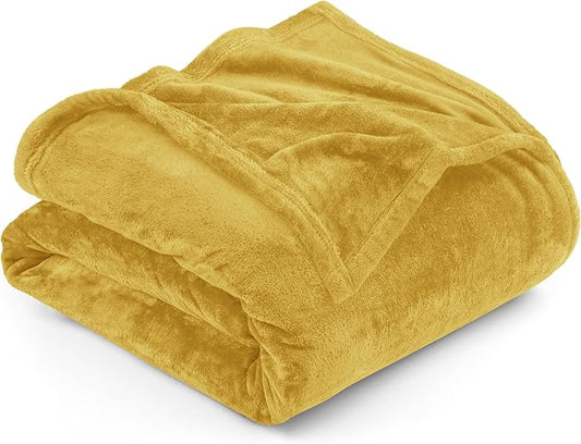 Utopia Bedding Fleece Blanket Full Size Gold 300GSM Luxury Fuzzy Soft Anti-Static Microfiber Bed Blanket (90x84 Inch)