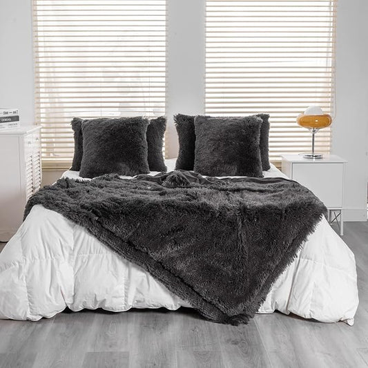 YUSOKI Twin Size Faux Fur Throw Blanket(Morel,60" x 80"),Whithout Pillows,Winter Lightweight Plush Fuzzy Soft Cozy Microfiber Comfy Bed Blanket for Women Kids Girls Couch Sofa Washable