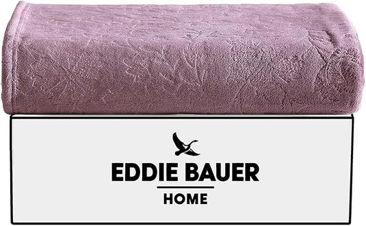Eddie Bauer - Throw Blanket, Embossed Ultra Soft Plush Bedding, Home Decor for All Seasons, Oeko-Tex Certified (Woodblock Floral Purple, 50" x 70")