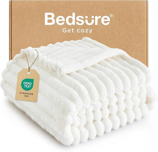 Bedsure White Throw Blanket for Couch - GentleSoft Cozy Soft Blankets for Women, Cute Small Fleece Throws for Girls, House Bedroom Decor Aesthetic Gift for Women, Off White, 50x70 Inches
