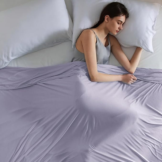 Bedsure Lavender Cooling Blanket Full Size for Hot Sleepers - Summer Blanket Full Size Cold Bed Cool Arc-Chill Thin Ice Cooled Bedding with Rayon Derived from Bamboo Night Sweats Hot Flashes, 80x90