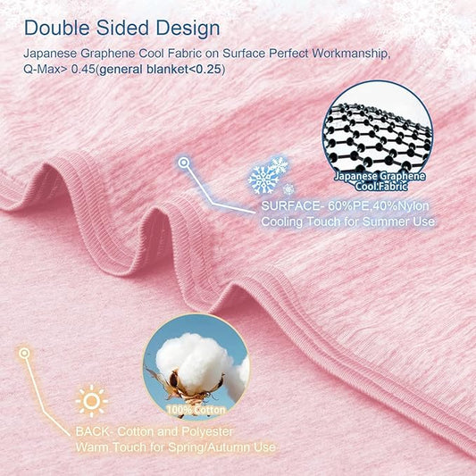 CHOSHOME Cooling Blanket for Hot Sleepers Lightweight Summer Cold Thin Blankets for Sleeping, Hot Flashes Night Sweats, Soft Blanket for Bed, King Size, Pink