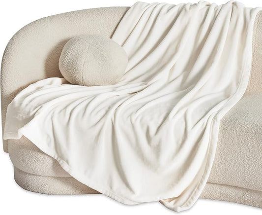 Bedsure Twin XL Fleece Blanket Dorm Bedding - Lightweight Soft Cozy Blankets for Bed, Sofa, Couch, Travel, Camping, Cream, 66"x90"