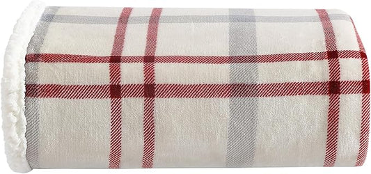 Eddie Bauer - Throw Blanket, Reversible Sherpa Fleece Bedding, Home Decor for All Seasons (New Castle Red, Throw)