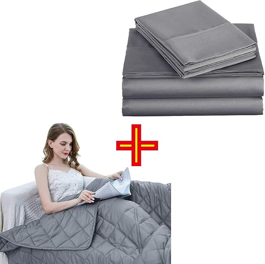 ZZZhen Weighted - 40S Cotton Comforter and 48''72'' 15LB - Premium Heavy Blankets - Calm Sleeping for Adult and Kids, Durable Quilts and Quality Construction