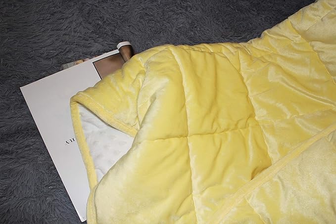 ALANSMA Reversible Weighted Blanket for All Season, Luxury Velvet, Warm and Cool, Adult 10Lb Weighted Blanket, Enjoy Sleeping Anywhere(Yellow, 48''x72''10lbs)