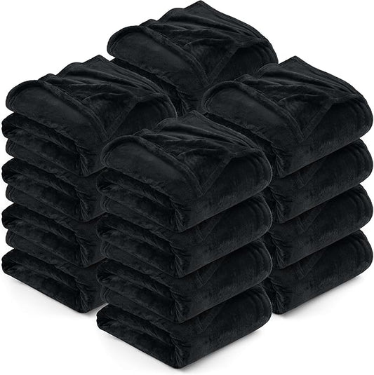Utopia Bedding Black 300GSM Fleece Blanket (Throw Size - 50x60 Inch) Luxury Soft Bed Blanket (Bulk Pack of 16)