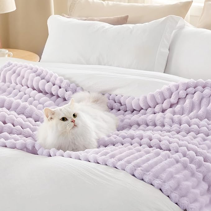 Bedsure Lavender Fog California King Size Blanket for Bed - GentleSoft Cozy Soft Blankets for Women, Cute Small Fleece Throws for Girls, Birthday Gifts for Women, 102x96 Inches