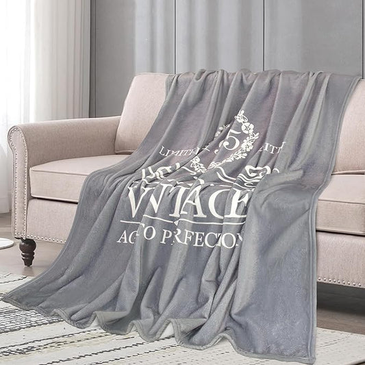 60th Birthday Gifts for Women Men Throw Blanket 60" x 50", 60 Year Old 1965 Birthday Gift Ideas, Best Birthday Gifts for 60 Year Old Woman Man, Happy 60th Birthday Gift Vintage Decorations Gray