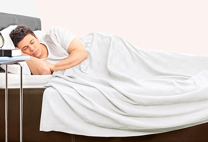 Utopia Bedding White 100% Cotton Blanket [Queen Size - 90x90 Inch] 350GSM Lightweight, Soft and Breathable Thermal Blanket for All Seasons