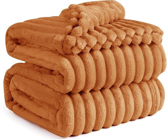 Bedsure Burnt Orange Full Blanket for Couch - GentleSoft Cozy Soft Blankets for Women, Cute Small Fleece Throws for Girls, Birthday Gifts for Women, Mothers Day Decor Gifts for Mom, 84x90 Inches