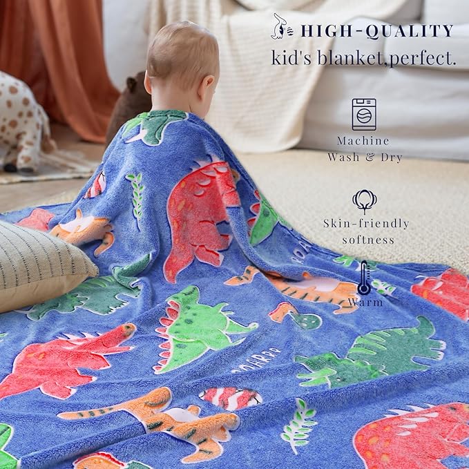 Dinosaur Blanket Gifts for Boys - Dinosaur Toys for 2 3 4 5 6 7 8 9 10 Year Old Boys Girls - Glow in The Dark Dino Toddlers Throw Blanket for Bed Couch Decor Birthday Christmas 50"X 60"
