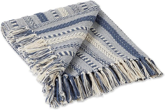 DII Braided Striped Decorative Throw Blanket, 50x60, French Blue