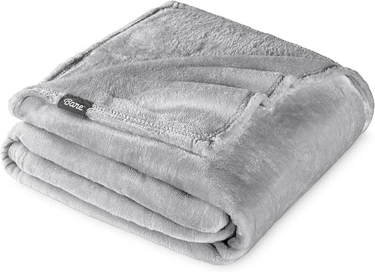 Bare Home Fleece Blanket - Full/Queen - Ultra-Soft Lightweight for Bed, Sofa, and Couch - Luxury Microplush - Cozy Warm Blanket (Full/Queen, Light Grey)