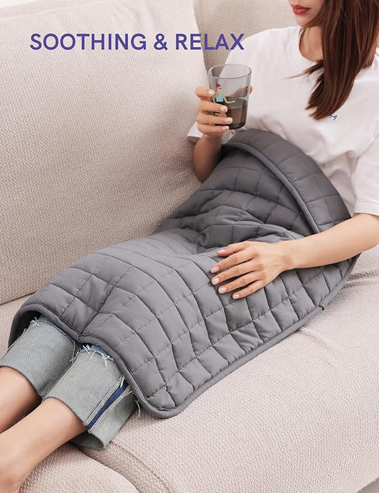 YnM Portable Weighted Lap Blanket for Adults and Kids, Perfect for Relaxation, Lounging, Napping, Sleeping & Travel(29x24 Inches, 7 Pounds, Dark Grey)