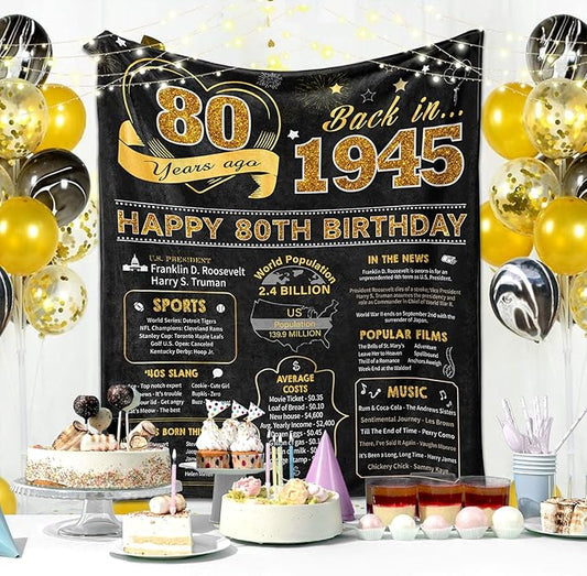 80th Birthday Gifts for Women or Men - Best Gifts for 80 Year Old Woman - 80 Year Old Birthday Gifts for Men - 80th Birthday Gifts Throw Blanket 60 x 50 Inch - 1942 Birthday Gifts for Women