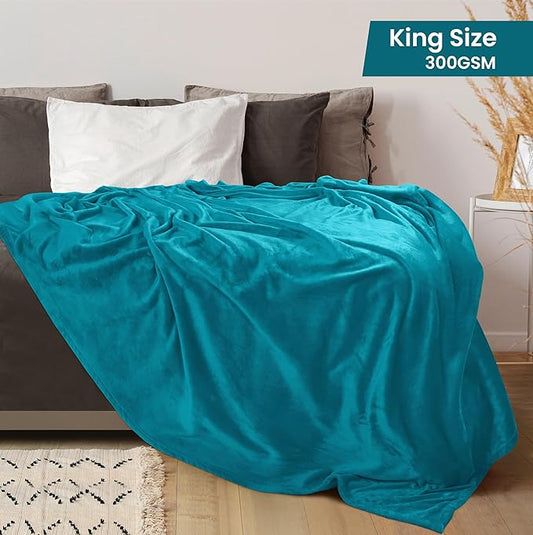 Utopia Bedding Fleece Blanket King Size Turquoise 300GSM Luxury Anti-Static Fuzzy Soft Microfiber Bed Blanket (90x102 Inch)