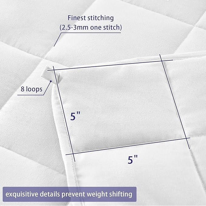 yescool King Size Weighted Blanket for Adults (20 lbs, 80” x 87”, White) Cooling Heavy Blanket for Sleeping Perfect for 190-210 lbs, Breathable Blanket for Adults & Couple All Season, Machine Washable