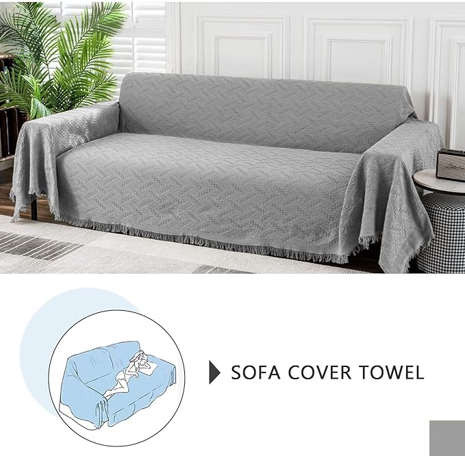 MEETSKY Sofa Cover for 3 Cushion Couch - Extra Wide, Washable, Dog-Friendly (X-Large: 91" x 118", Grey)