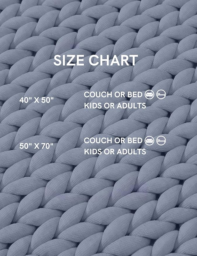 YnM Chunky Throw Blanket, Medium-Weight, Hand Knitted, Skin Friendly, Ventilated and Breathable, Machine Washable, Home Décor Piece for Couch, Sofa and Bed (Atlantis Blue, 40x50 Inch)