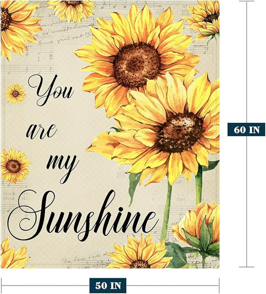 Neatee Living Sunflower Throw Blanket Spring Summer Floral Blanket for Couch Sofa Bed Soft Cozy Fuzzy Fleece Blankets Home Living Room Decoration Print Blanket Gift for Women Mom Girls 50x60