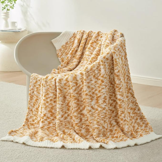 Snuggle Sac Orange Throw Blanket for Couch, Reversible Super Soft Warm Blankets Cozy Knit Fuzzy Plush Lightweight Throws for Sofa, Bed, Camping, Space Dye Orange, 50x60 inches