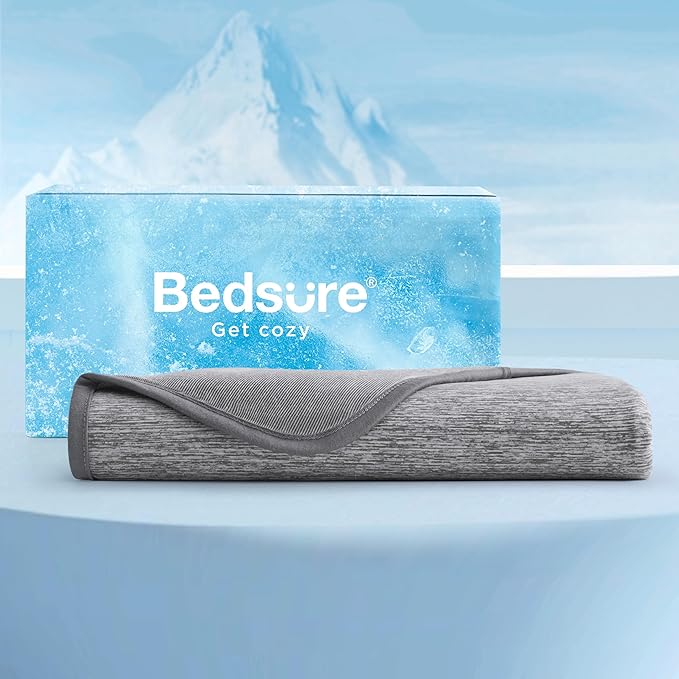 Bedsure Cooling Blanket King Size for Hot Sleepers - Summer Blanket King Size Cold Bed Cool Arc-Chill Thin Ice Cooled Grey Bedding with Rayon Derived from Bamboo Night Sweats Hot Flashes, 108x90
