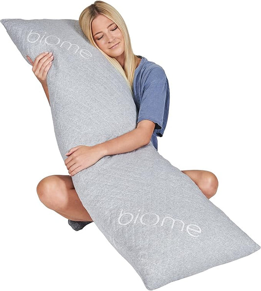 Snuggle-Pedic Body Pillow for Side Sleepers for Adults - Full Body Maternity Pillow Support Legs, Belly & HIPS - Shredded Memory Foam & Cooling Pregnancy Pillow Cover - 20x54 Light Gray